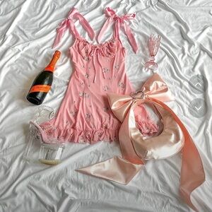 Dolls Kill Sugar Thrillz pink coquette Satin Bow Shoulder Bag